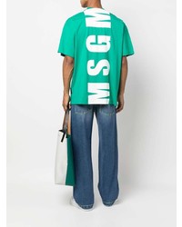 Мужская зеленая футболка с круглым вырезом от MSGM