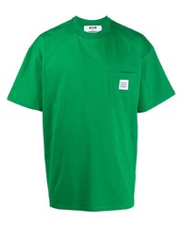 Мужская зеленая футболка с круглым вырезом от MSGM