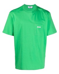Мужская зеленая футболка с круглым вырезом от MSGM