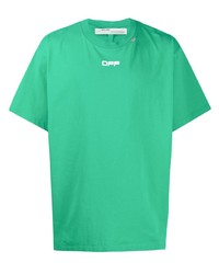 Мужская зеленая футболка с круглым вырезом от Off-White