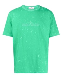 Мужская зеленая футболка с круглым вырезом от Stone Island