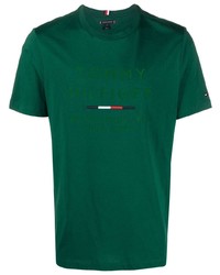 Мужская зеленая футболка с круглым вырезом от Tommy Hilfiger