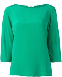Зеленая шелковая блузка от Etro