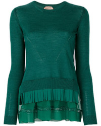 Зеленая шелковая вязаная блузка от No.21