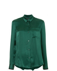 Зеленая шелковая классическая рубашка