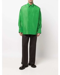Мужская зеленая шелковая рубашка с длинным рукавом от Valentino