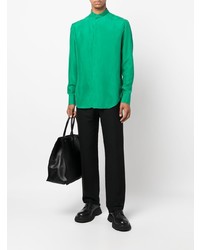 Мужская зеленая шелковая рубашка с длинным рукавом от Emporio Armani