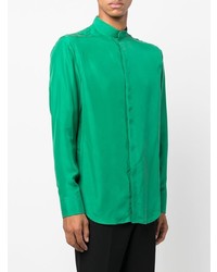 Мужская зеленая шелковая рубашка с длинным рукавом от Emporio Armani