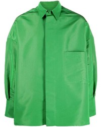 Мужская зеленая шелковая рубашка с длинным рукавом от Valentino