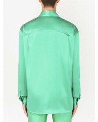 Мужская зеленая шелковая рубашка с длинным рукавом от Dolce & Gabbana