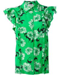 Женская зеленая шелковая рубашка с принтом от P.A.R.O.S.H.