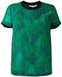 Женская зеленая шелковая футболка с принтом от Diane von Furstenberg
