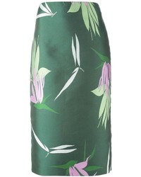 Зеленая юбка-карандаш с принтом