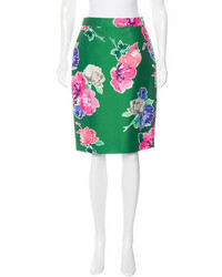Зеленая юбка-карандаш с цветочным принтом