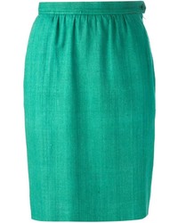 Зеленая юбка-карандаш от Saint Laurent