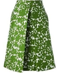 Зеленая юбка-миди с цветочным принтом
