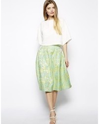 Зеленая юбка-миди с цветочным принтом от Asos