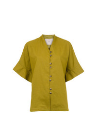 Зелено-желтая блуза с коротким рукавом от Sissa