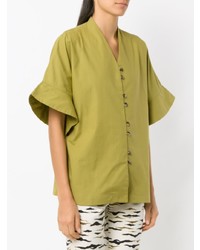 Зелено-желтая блуза с коротким рукавом от Sissa