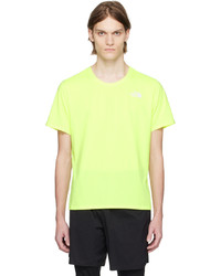 Зелено-желтая вязаная футболка с круглым вырезом