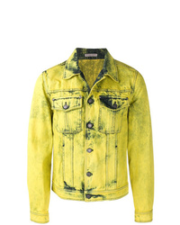 Зелено-желтая джинсовая куртка