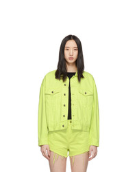 Зелено-желтая джинсовая куртка