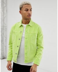 Мужская зелено-желтая джинсовая куртка от ASOS DESIGN