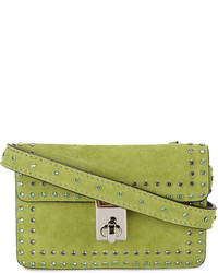 Женская зелено-желтая замшевая сумка от Valentino Garavani