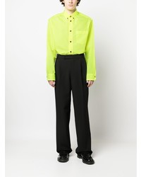 Мужская зелено-желтая классическая рубашка от Versace