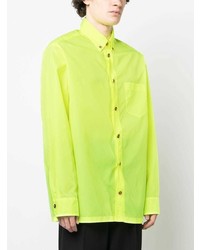 Мужская зелено-желтая классическая рубашка от Versace