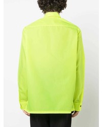 Мужская зелено-желтая классическая рубашка от Versace