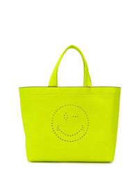 Зелено-желтая кожаная большая сумка от Anya Hindmarch