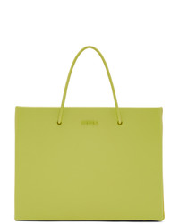 Зелено-желтая кожаная большая сумка от Medea