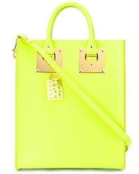 Зелено-желтая кожаная большая сумка от Sophie Hulme