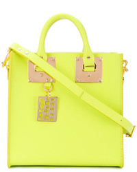 Зелено-желтая кожаная большая сумка от Sophie Hulme