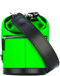 Зелено-желтая кожаная сумка-мешок от MSGM