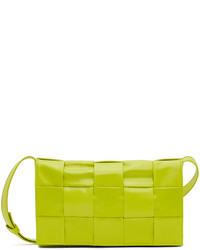 Зелено-желтая кожаная сумка почтальона