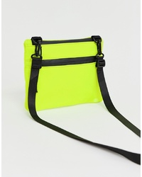 Зелено-желтая кожаная сумка через плечо от ASOS DESIGN