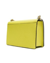 Зелено-желтая кожаная сумка через плечо от Furla