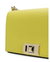 Зелено-желтая кожаная сумка через плечо от Furla