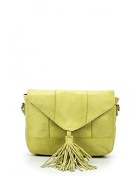 Зелено-желтая кожаная сумка через плечо от Pieces