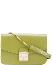 Женская зелено-желтая кожаная сумка от Furla