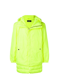 Зелено-желтая куртка-пуховик