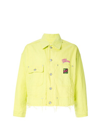 Зелено-желтая куртка-рубашка с вышивкой