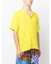Мужская зелено-желтая льняная рубашка с коротким рукавом от Orlebar Brown
