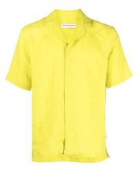 Мужская зелено-желтая льняная рубашка с коротким рукавом от Orlebar Brown