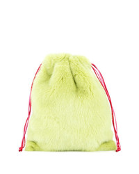 Зелено-желтая меховая сумка через плечо от Simonetta Ravizza