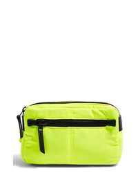 Зелено-желтая поясная сумка из плотной ткани
