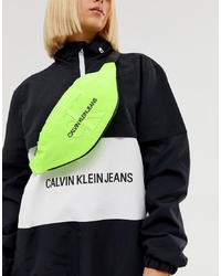 Зелено-желтая поясная сумка из плотной ткани от Calvin Klein Jeans