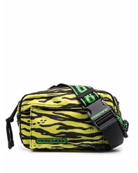 Мужская зелено-желтая поясная сумка из плотной ткани от Moschino